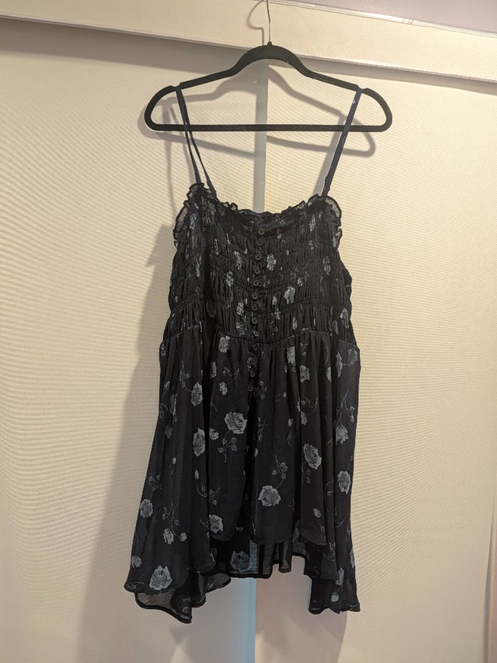 Torrid Blue Floral Smocked High-Low Camisole Top